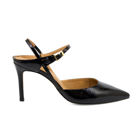 DÉCOLLETÉ SLINGBACK IN VERNICE NERA CON PUNTA SFILATA E TACCO ALTO