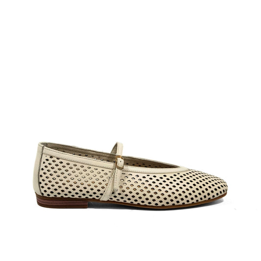 Ballerina Mary Jane traforata in nappa marshmallow