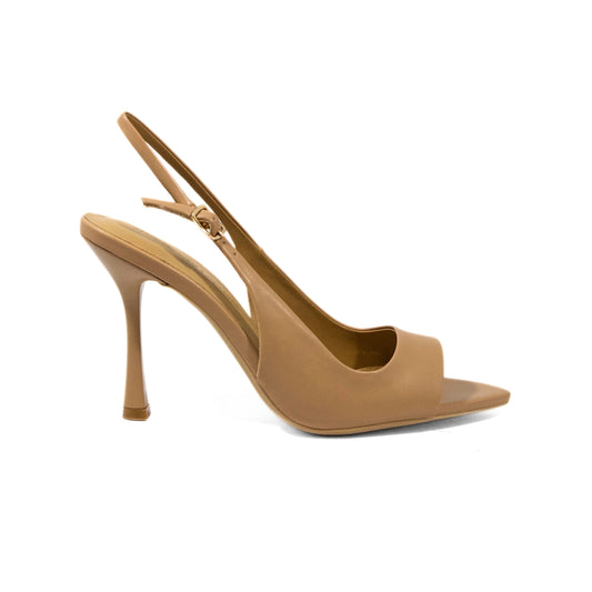 SANDALO SLINGBACK IN NAPPA NUDE CON PUNTA APERTA E TACCO ALTO