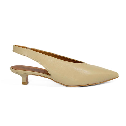 DÉCOLLETÉ SLINGBACK IN NAPPA LATTE CON SCOLLO A U E TACCO KITTEN