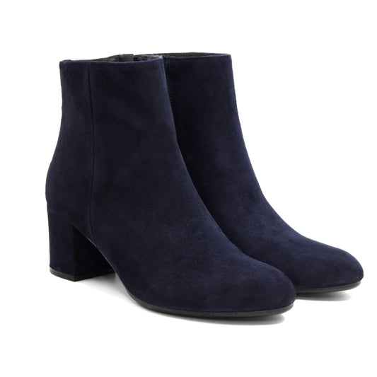 TRONCHETTO IN CAMOSCIO BLU CON TACCO MEDIO 5CM A BLOCCO