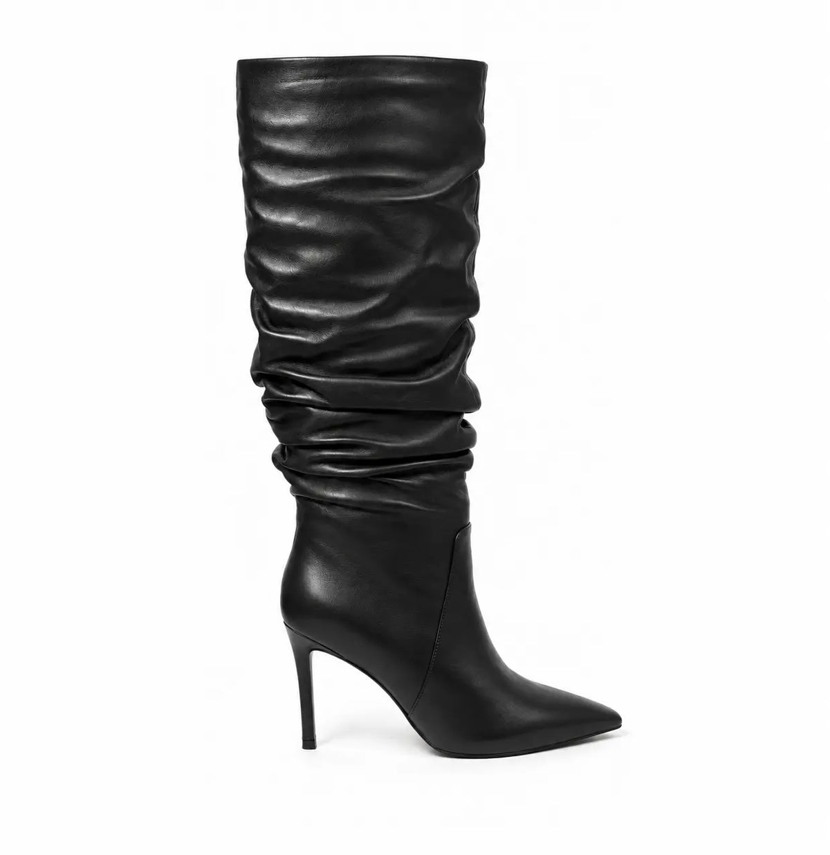 Stivale donna in nappa nera con gambale arricciato | Michele Lopriore