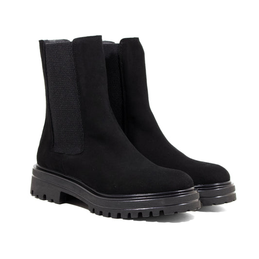 BEATLES CHELSEA IN CAMOSCIO NERO CON SUOLA TRACK E BANDA ELASTICA