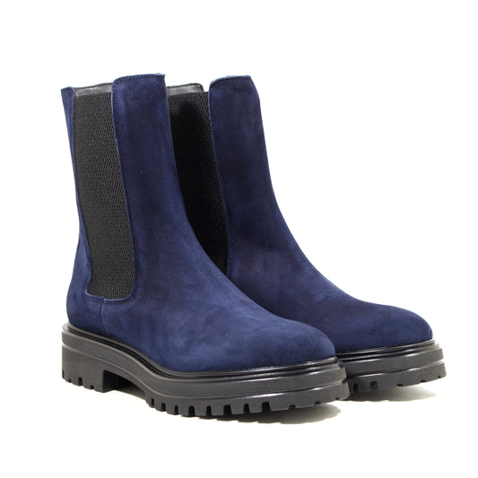 BEATLES CHELSEA IN CAMOSCIO BLU CON SUOLA TRACK E BANDA ELASTICA