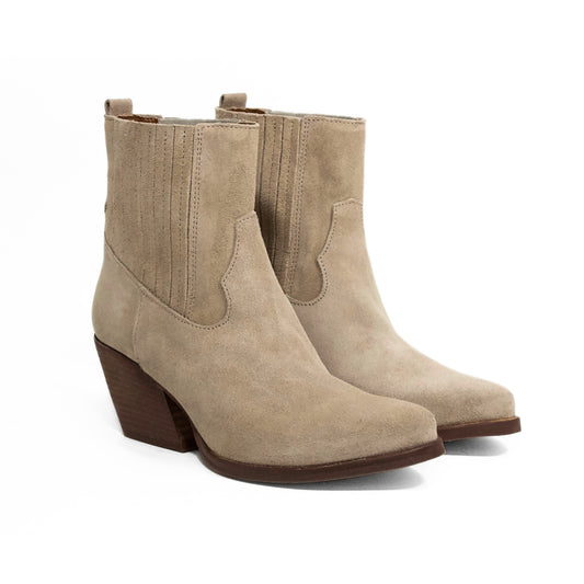 STIVALETTO CAMPEROS IN CAMOSCIO VISONE CON ELASTICI LATERALI E TACCO CUBANO