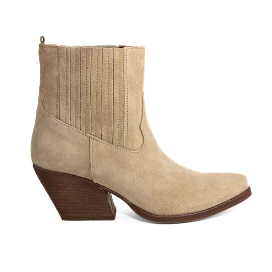 STIVALETTO CAMPEROS IN CAMOSCIO VISONE CON ELASTICI LATERALI E TACCO CUBANO