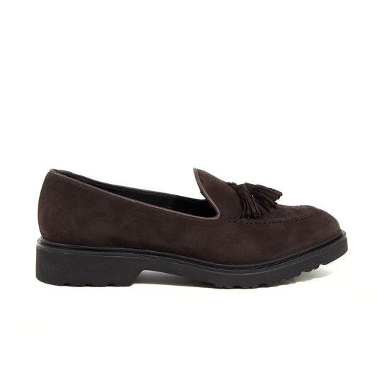 MOCASSINO IN CAMOSCIO TESTA DI MORO CON NAPPINE E SUOLA IN GOMMA