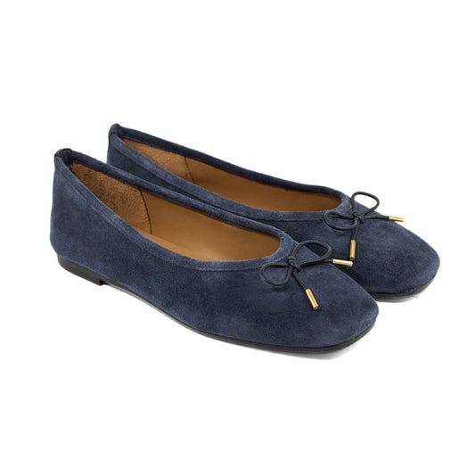 BALLERINA IN CAMOSCIO BLU NAVY CON DETTAGLIO FIOCCO