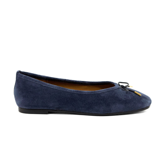 BALLERINA IN CAMOSCIO BLU NAVY CON DETTAGLIO FIOCCO