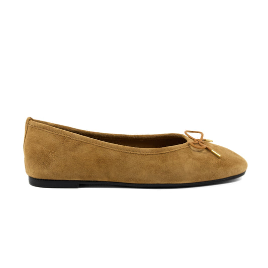 BALLERINA IN CAMOSCIO TABACCO CON DETTAGLIO FIOCCO