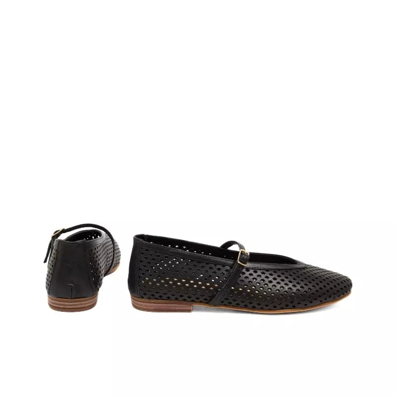 Ballerina Mary Jane traforata in nappa nera | Michele Lopriore