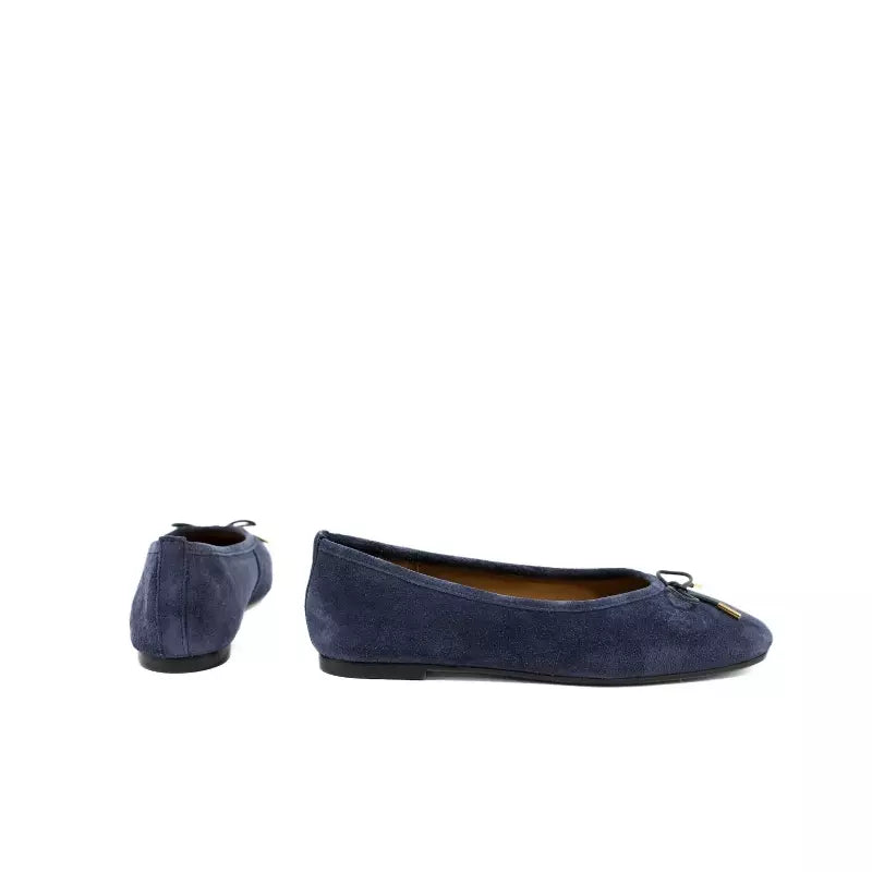 Ballerina in camoscio blu navy con fiocco | Michele Lopriore