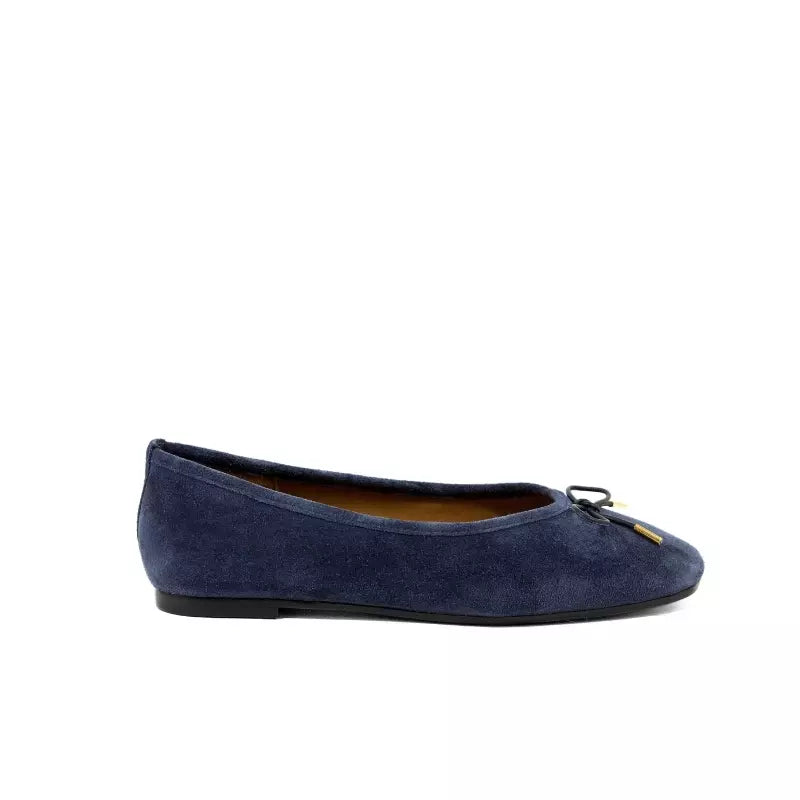 Ballerina in camoscio blu navy con fiocco | Michele Lopriore