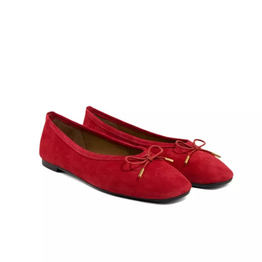 Ballerina in camoscio rosso ciliegia con fiocco | Michele Lopriore