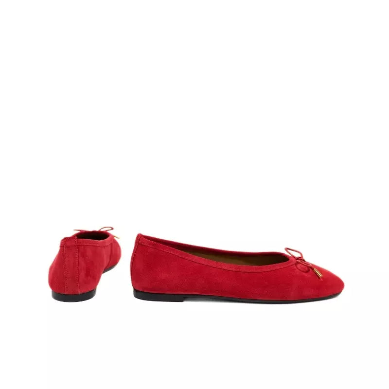 Ballerina in camoscio rosso ciliegia con fiocco | Michele Lopriore