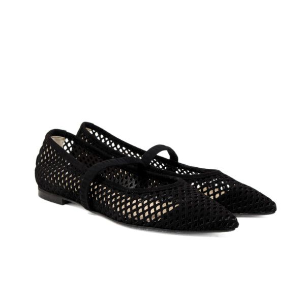 Ballerina Mary Jane in camoscio nero traforato | Michele Lopriore