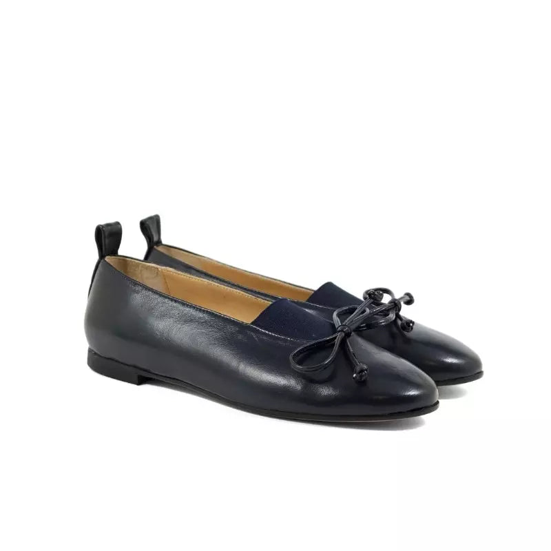 Ballerina in nappa blu con fiocco ed elastico | Michele Lopriore