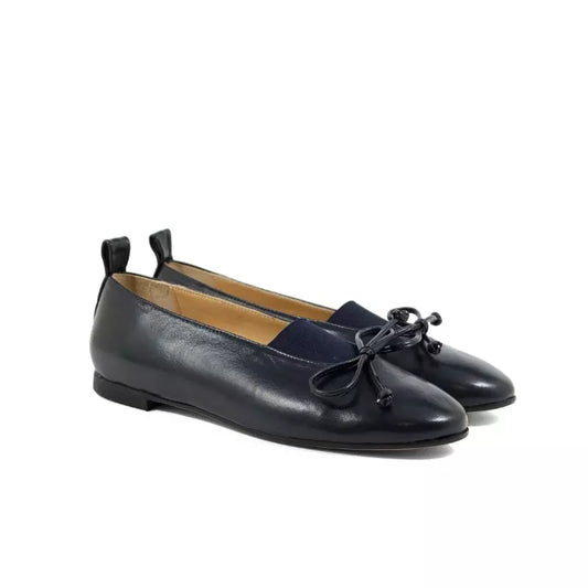 Ballerina in nappa blu con fiocco ed elastico | Michele Lopriore