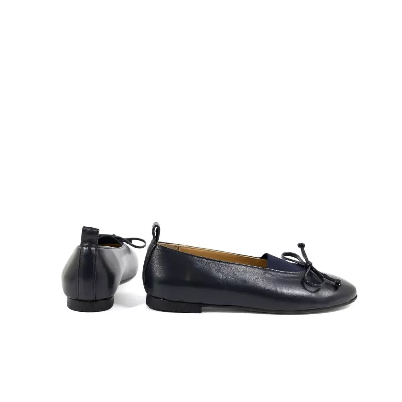 Ballerina in nappa blu con fiocco ed elastico | Michele Lopriore