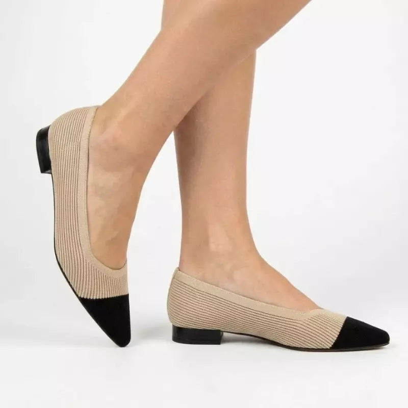 Ballerina in tessuto Flyknit beige e nero | Michele Lopriore