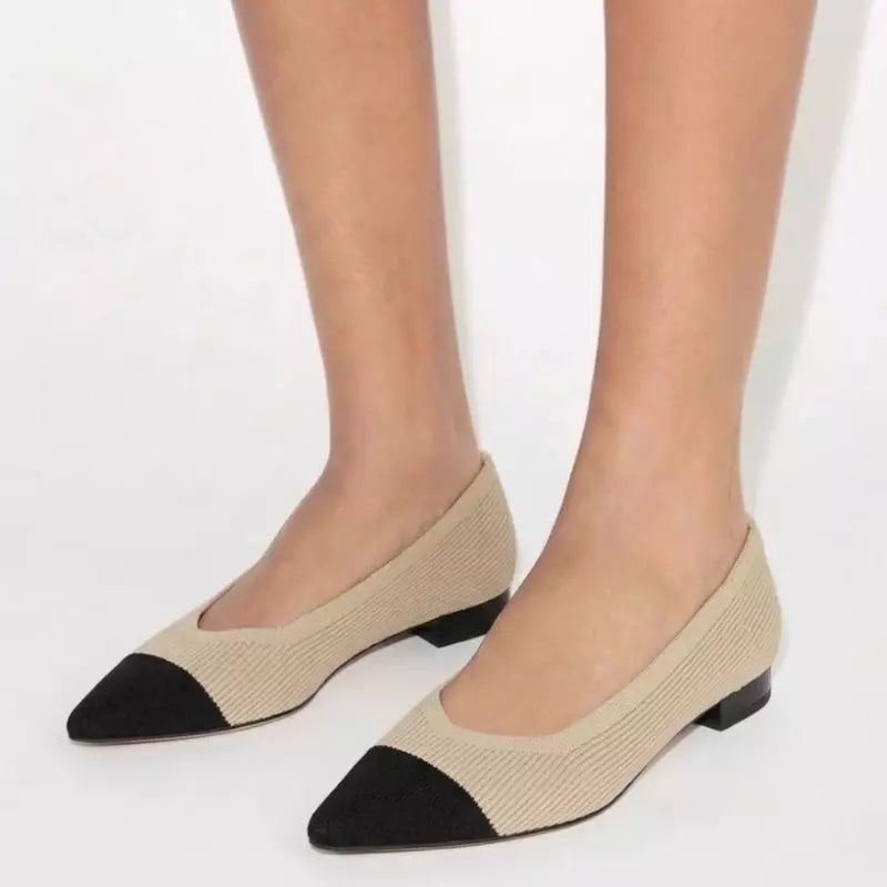 Ballerina in tessuto Flyknit beige e nero | Michele Lopriore