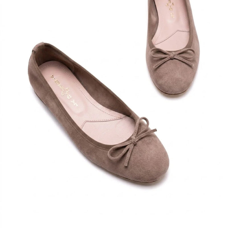 Ballerina in camoscio mauve con fiocco | Michele Lopriore