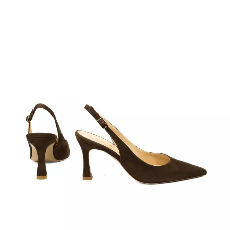 Décolleté slingback in camoscio con tacco a rocchetto | Michele Lopriore