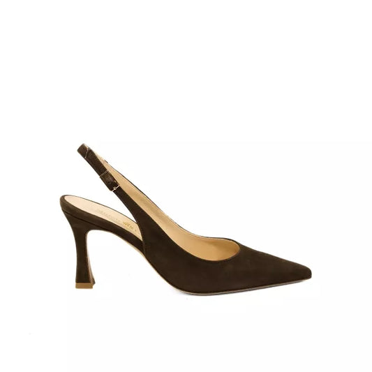 Décolleté slingback in camoscio con tacco a rocchetto | Michele Lopriore