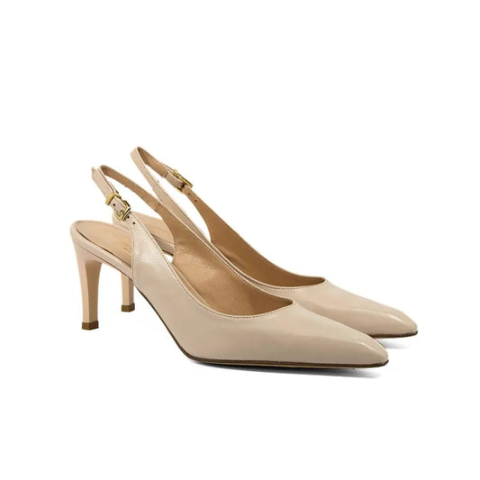 Décolleté slingback in nappa osso con punta sfilata e tacco alto