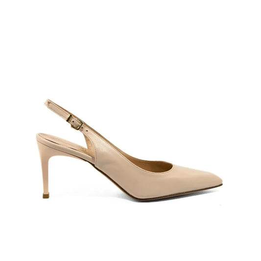 Décolleté slingback in nappa osso con punta sfilata e tacco alto