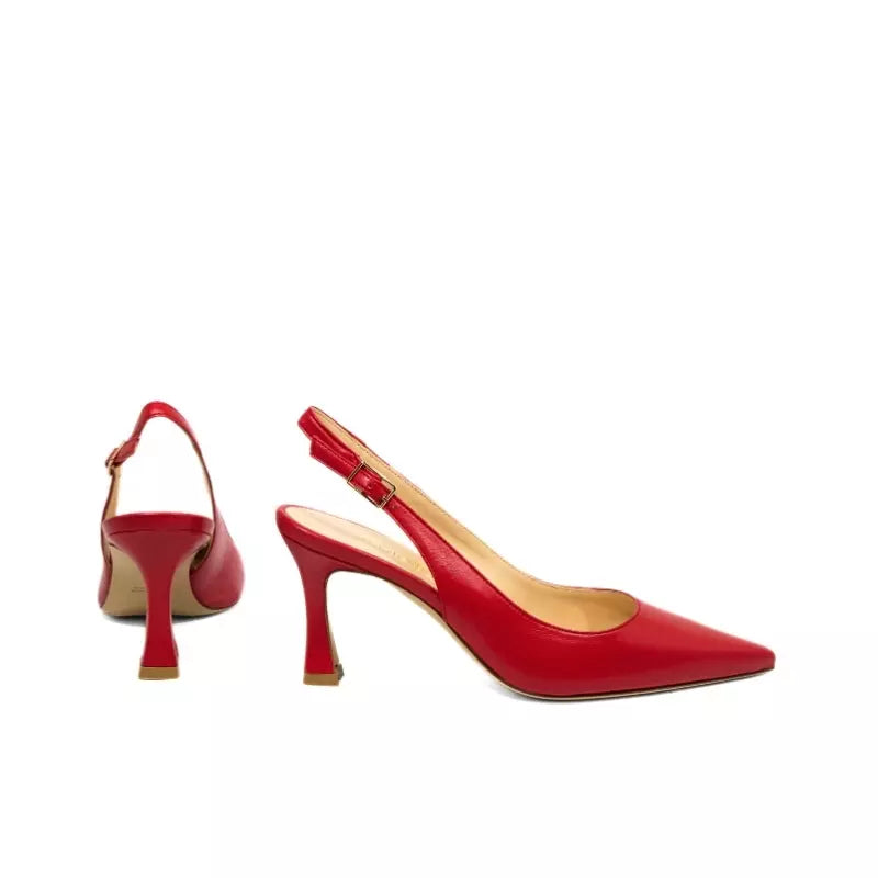 Décolleté slingback rossa con tacco a rocchetto | Michele Lopriore