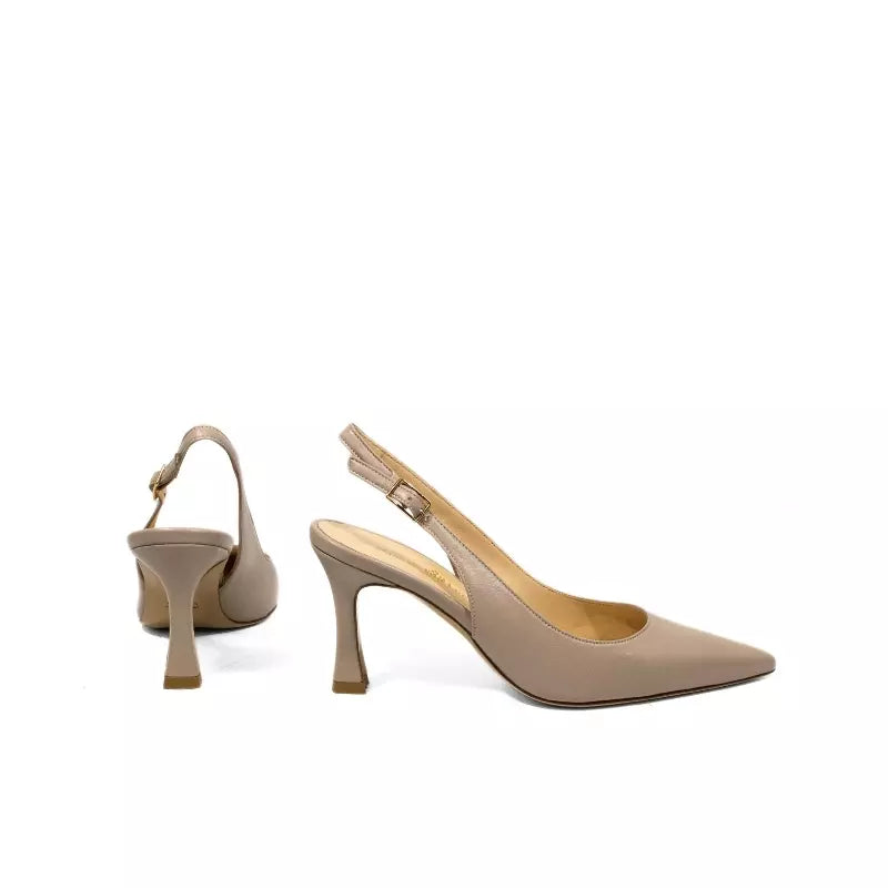 Décolleté slingback tortora con tacco a rocchetto | Michele Lopriore