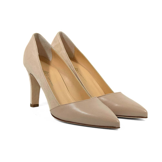 DÉCOLLETÉ IN NAPPA E CAMOSCIO CIPRIA CON PUNTA SFILATA E TACCO ALTO