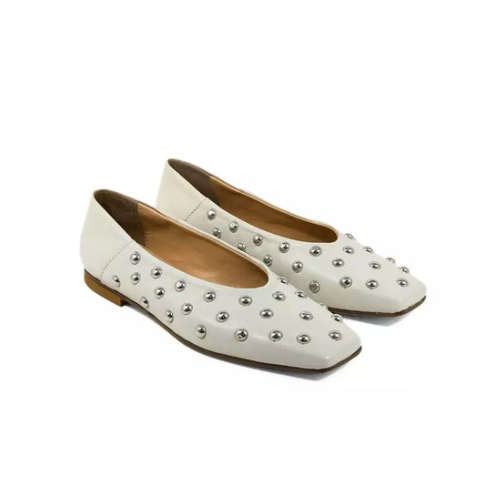 Ballerina off white con borchie argento | Michele Lopriore