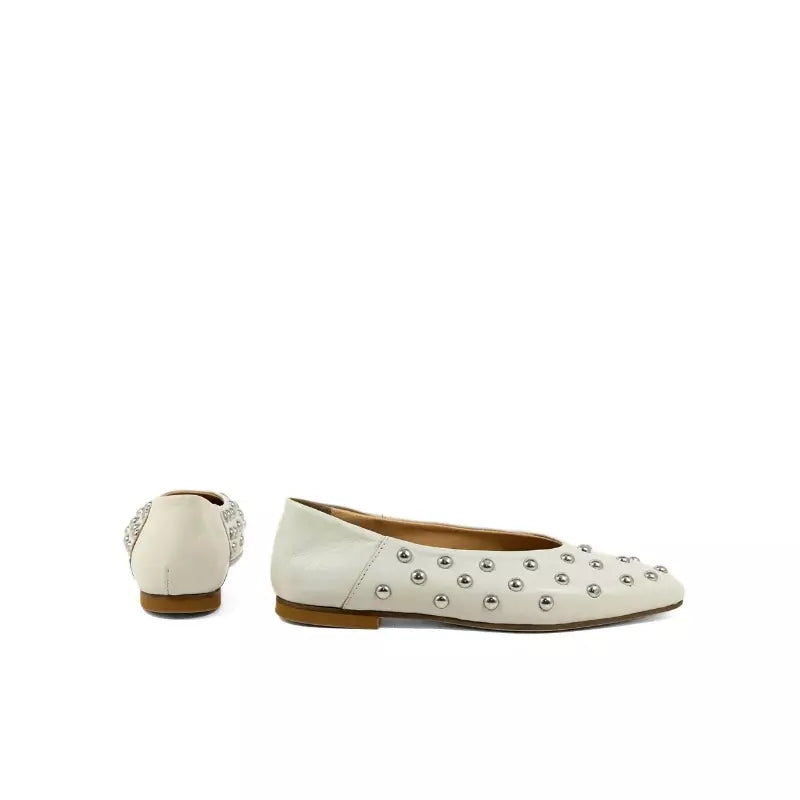 Ballerina off white con borchie argento | Michele Lopriore