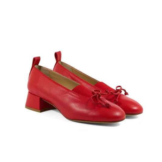 Ballerina in nappa rossa con fiocco e tacco 3,5 cm | Michele Lopriore