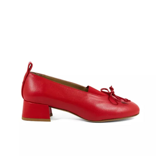Ballerina in nappa rossa con fiocco e tacco 3,5 cm | Michele Lopriore