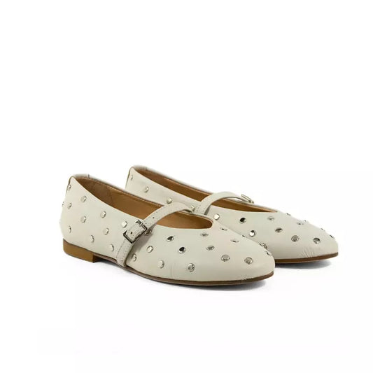Ballerina Mary Jane off white con borchie argento | Michele Lopriore