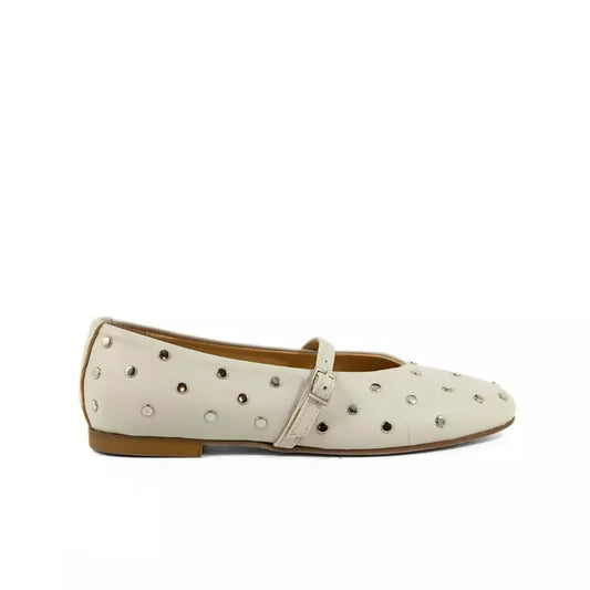 Ballerina Mary Jane off white con borchie argento | Michele Lopriore