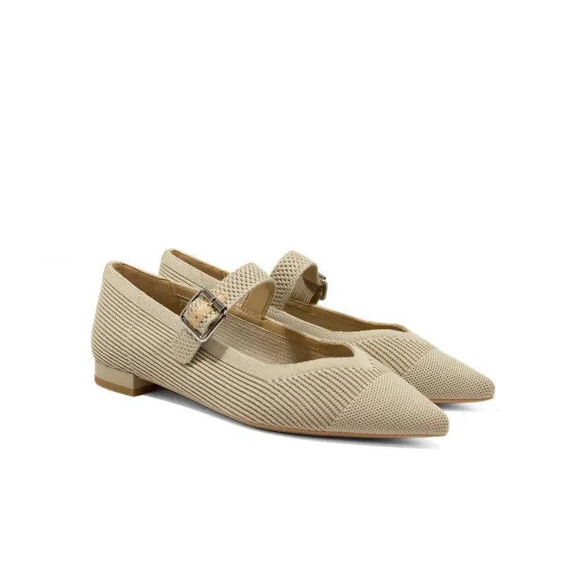 Ballerina Mary Jane in tessuto Flyknit beige | Michele Lopriore