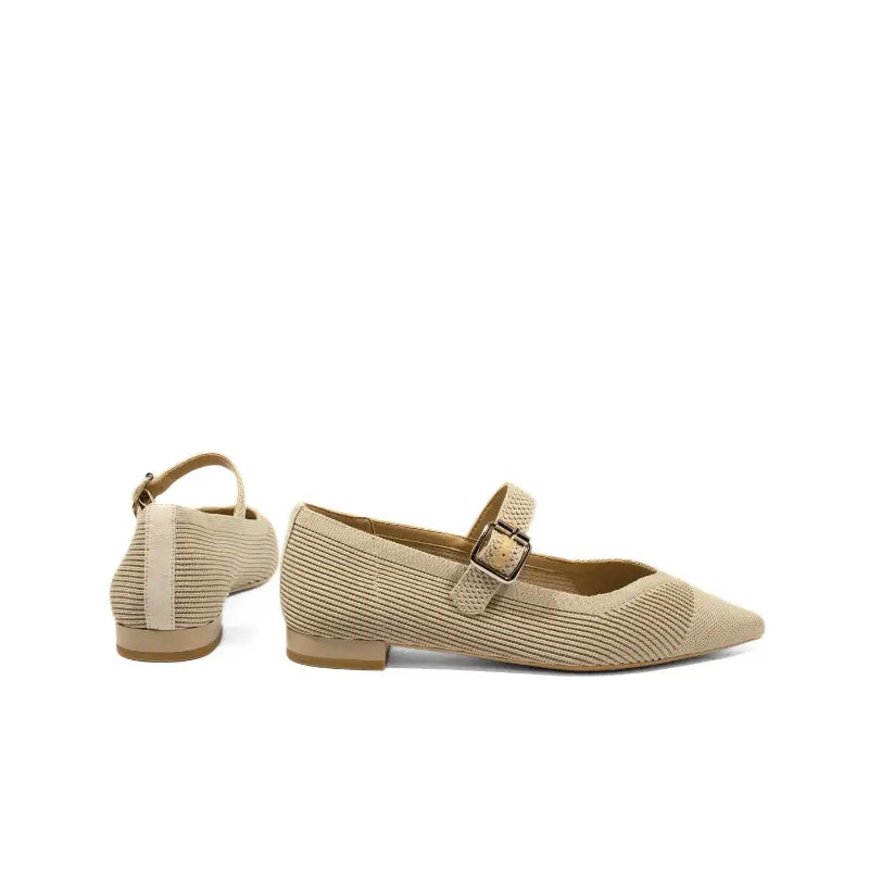 Ballerina Mary Jane in tessuto Flyknit beige | Michele Lopriore