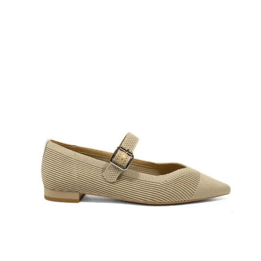 Ballerina Mary Jane in tessuto Flyknit beige | Michele Lopriore