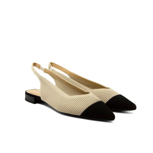 Ballerina slingback in Flyknit beige con punta nera | Michele Lopriore