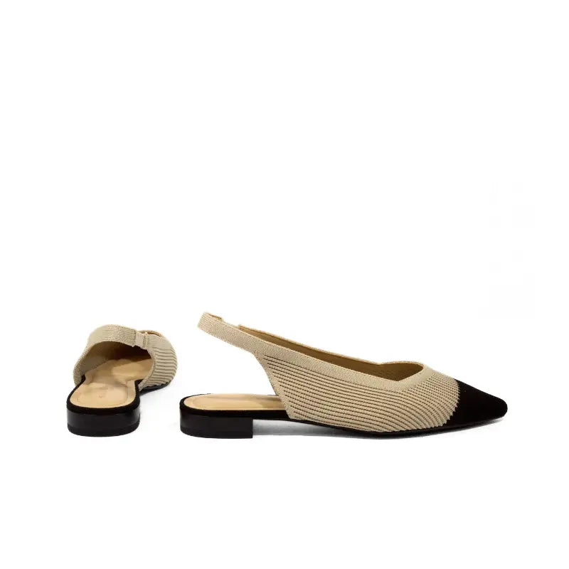 Ballerina slingback in Flyknit beige con punta nera | Michele Lopriore
