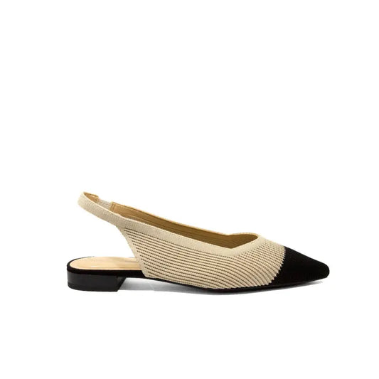 Ballerina slingback in Flyknit beige con punta nera | Michele Lopriore
