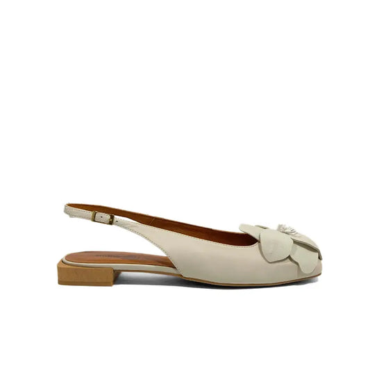 Ballerina slingback nappa latte con fiore | Michele Lopriore