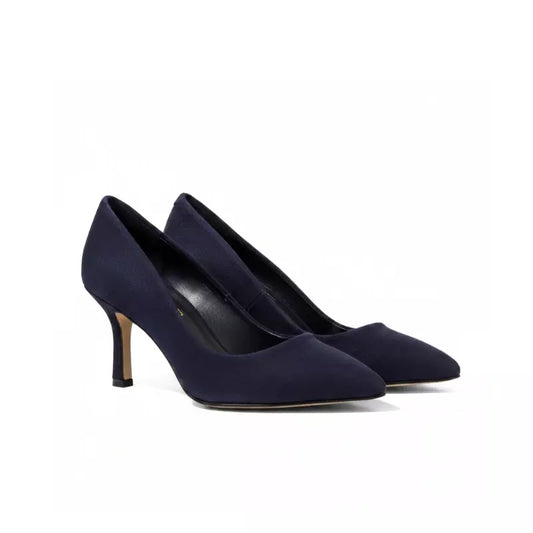 Décolleté in camoscio blu con tacco 7 cm | Michele Lopriore