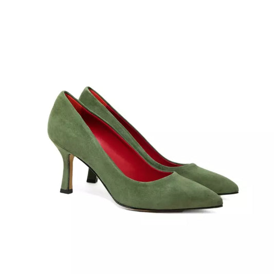 Décolleté in camoscio verde bottiglia con tacco 7 cm | Michele Lopriore