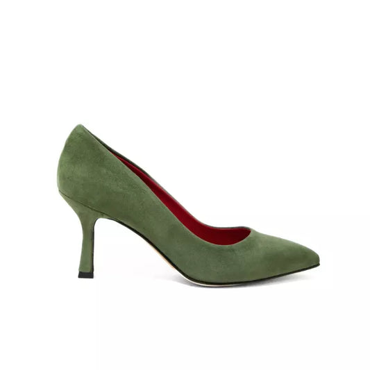 Décolleté in camoscio verde bottiglia con tacco 7 cm | Michele Lopriore