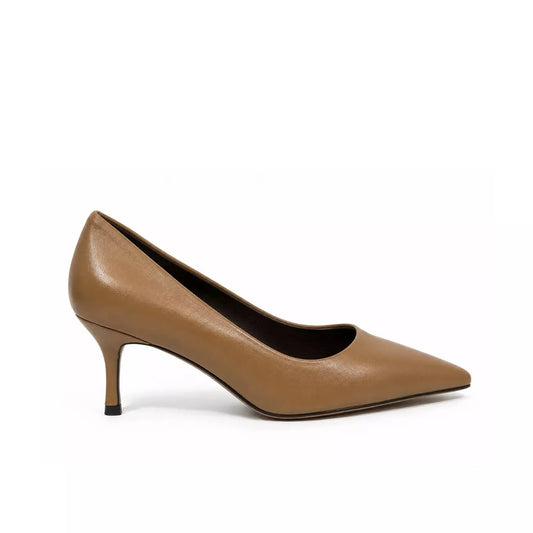 Décolleté donna in nappa beige con punta affusolata